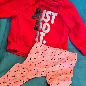 Toddler Girls Nike PINK Just Do It Sweatshirt & Pants Combo Size 12 Months